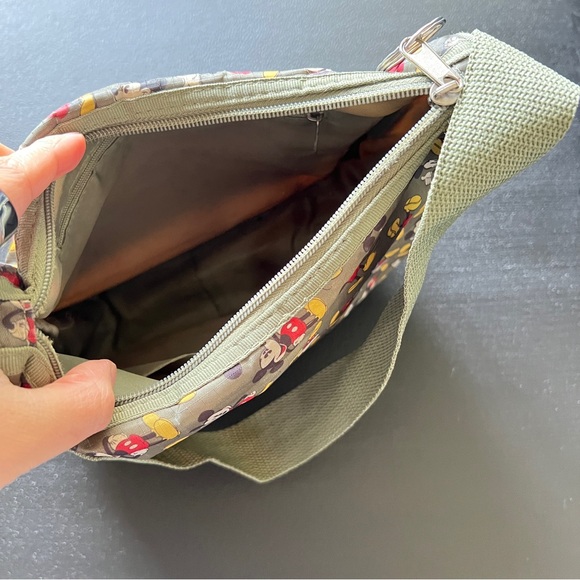 Disney Mickey Mouse Olive Green Nylon Shoulder Bag - Picture 7 of 11